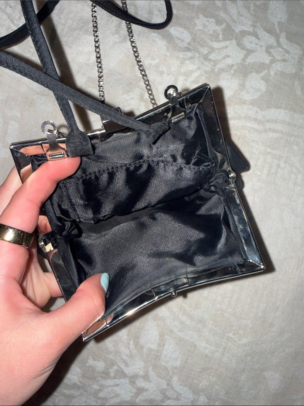LC Lauren Conrad Black Evening Clutch with Chain - Picture 5 of 5